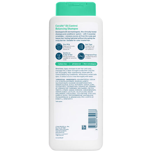 Oil Control Balancing Shampoo for Normal to Oily Scalp & Hair, 12 Fl Oz