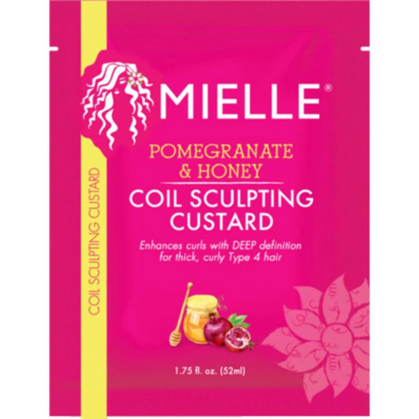 (6 Pack) Mielle Pomegranate & Honey Coil Sculpting Custard Packette, 1.75 Fl Oz, Moisturizing, Female