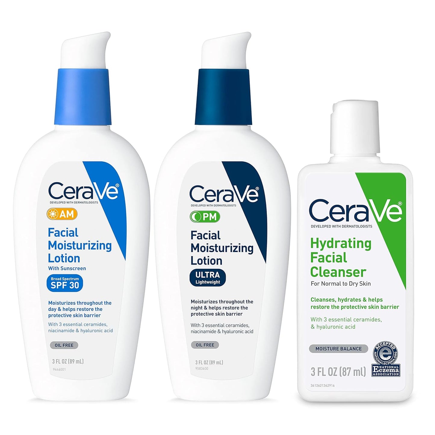 Skin Care Set, Face Wash + AM & PM Face Moisturizer, Travel Size | Includes AM SPF Moisturizer, PM Face Lotion and Hydrating Face Wash for a Morning and Night Skincare Routine