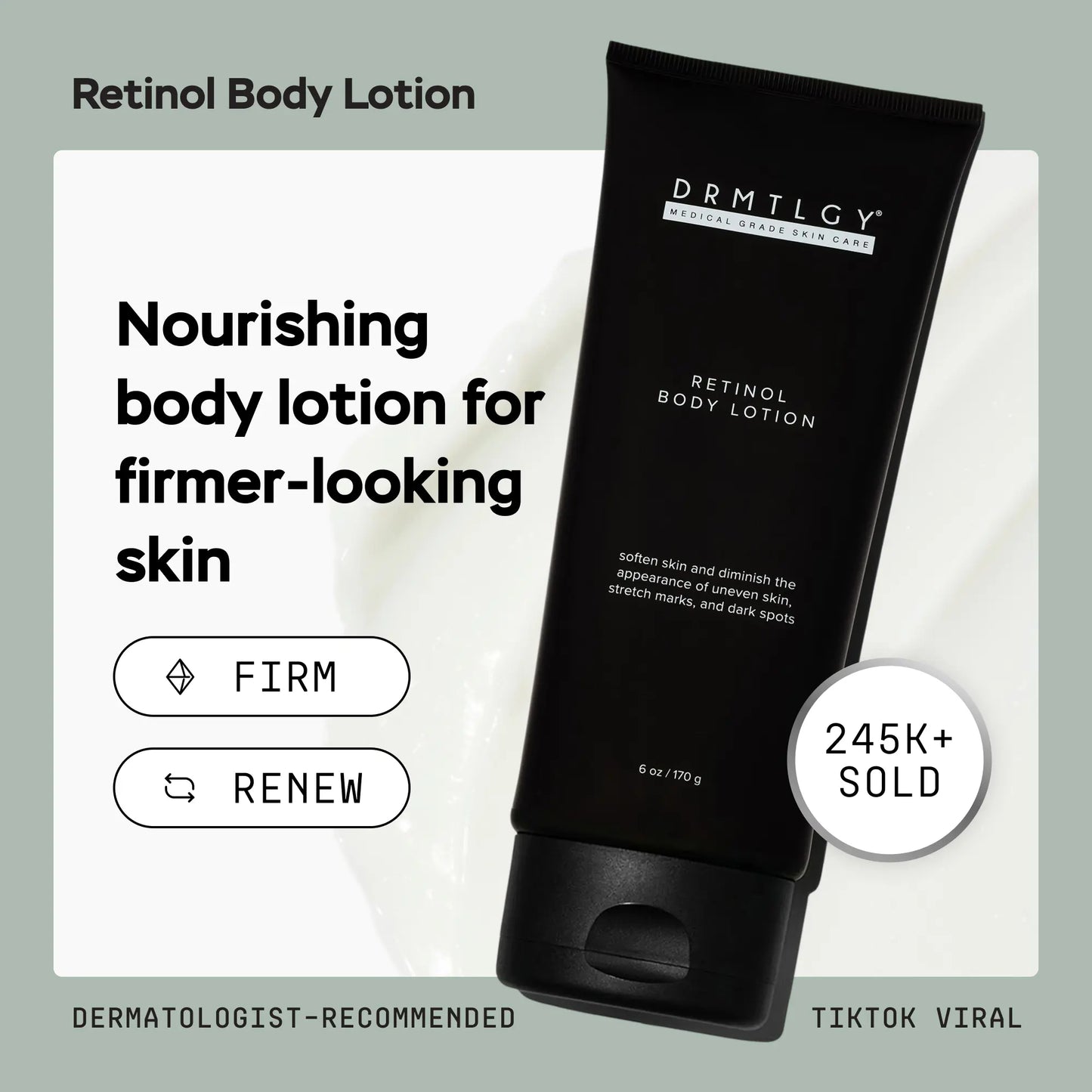 DRMTLGY Retinol Body Lotion 6 Oz with Shea Butter and Ceramides Skin Care Hydrating