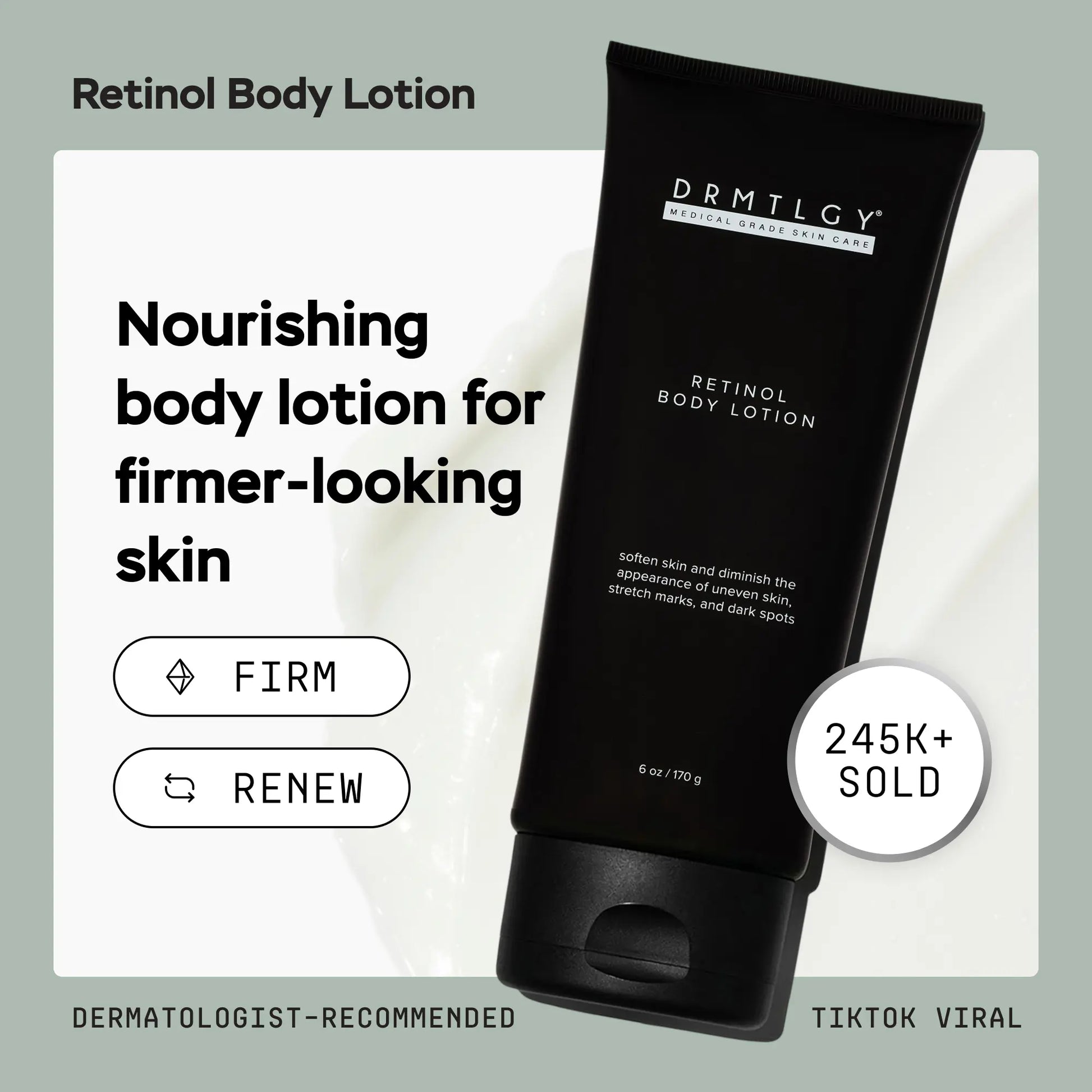 DRMTLGY Retinol Body Lotion 6 Oz with Shea Butter and Ceramides Skin Care Hydrating