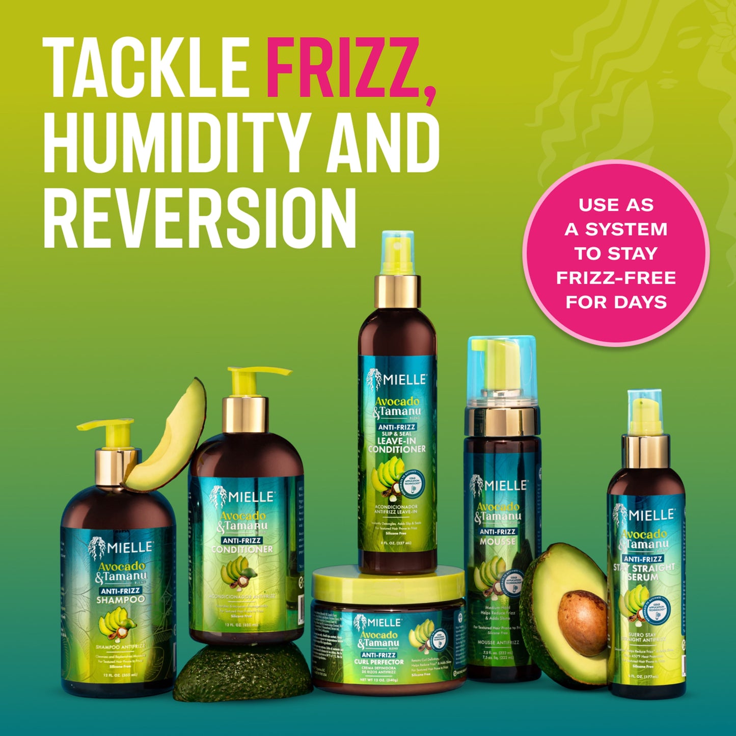Mielle Avocado and Tamanu Anti-Frizz Mousse 7.5 Fl. Oz.