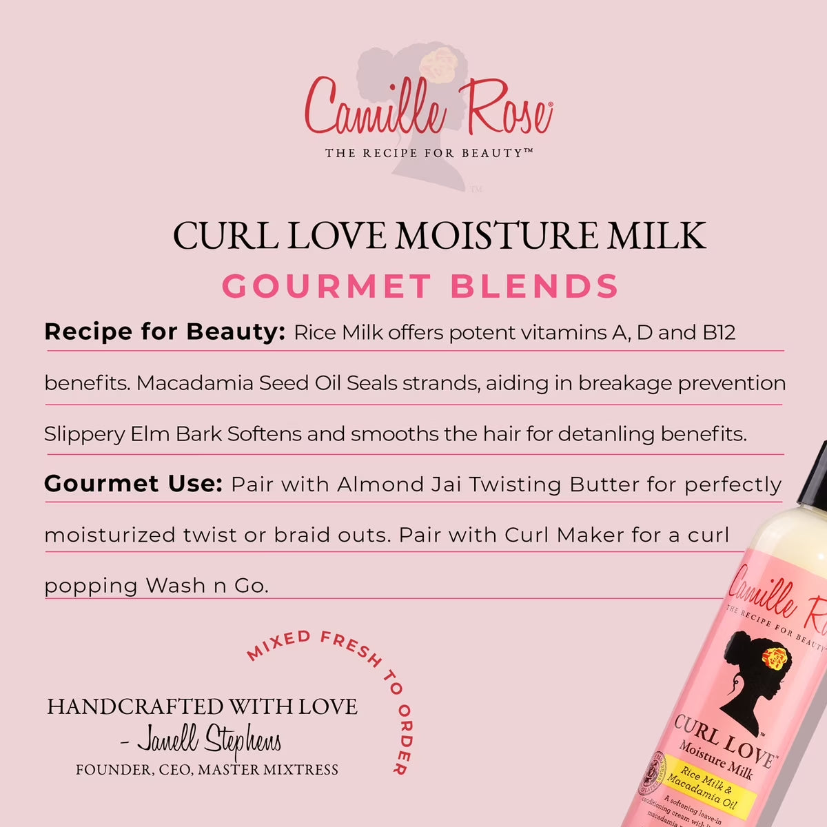 Curl Love Soften & Nourish Moisture Milk with Rice Milk & Macadamia Oil, 8Oz