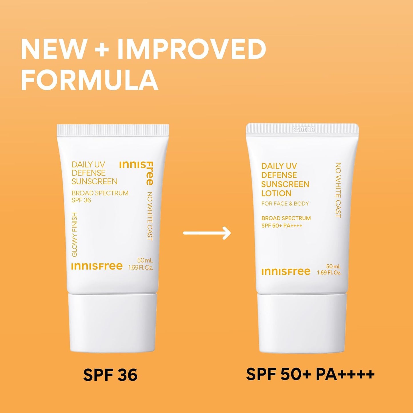 Innisfree Daily UV Defense SPF 50+ PA++++ Korean Face & Body Sunscreen, Broad Spectrum, Invisible Finish, No White Cast, Lightweight, Hydrating
