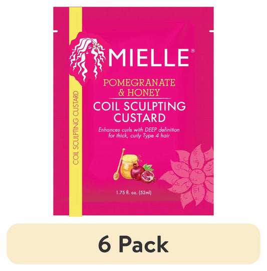 (6 Pack) Mielle Pomegranate & Honey Coil Sculpting Custard Packette, 1.75 Fl Oz, Moisturizing, Female