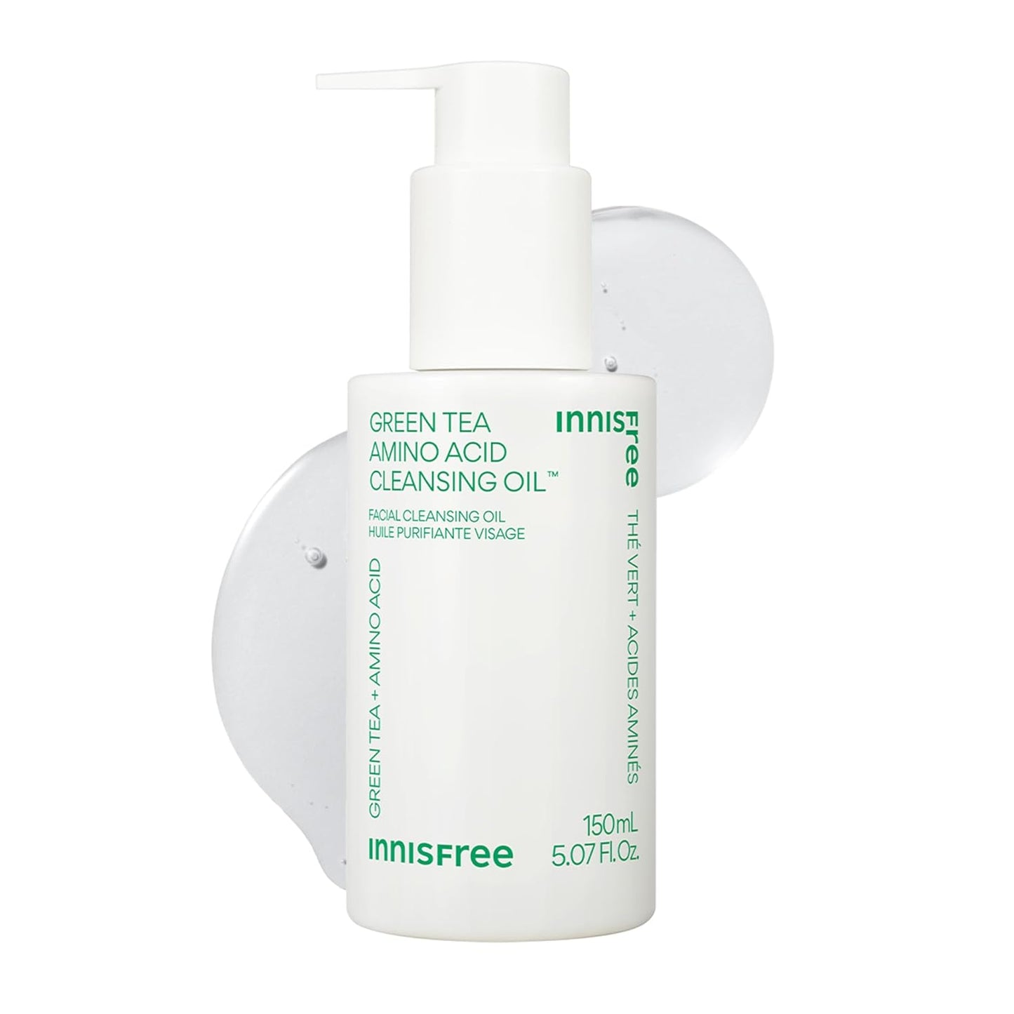 Innisfree Green Tea Amino Acid Cleansing Oil | Hydrating Korean Face Wash with Jojoba for Double Cleansing | Gentle Makeup Remover | Sunscreen Dissolving Formula