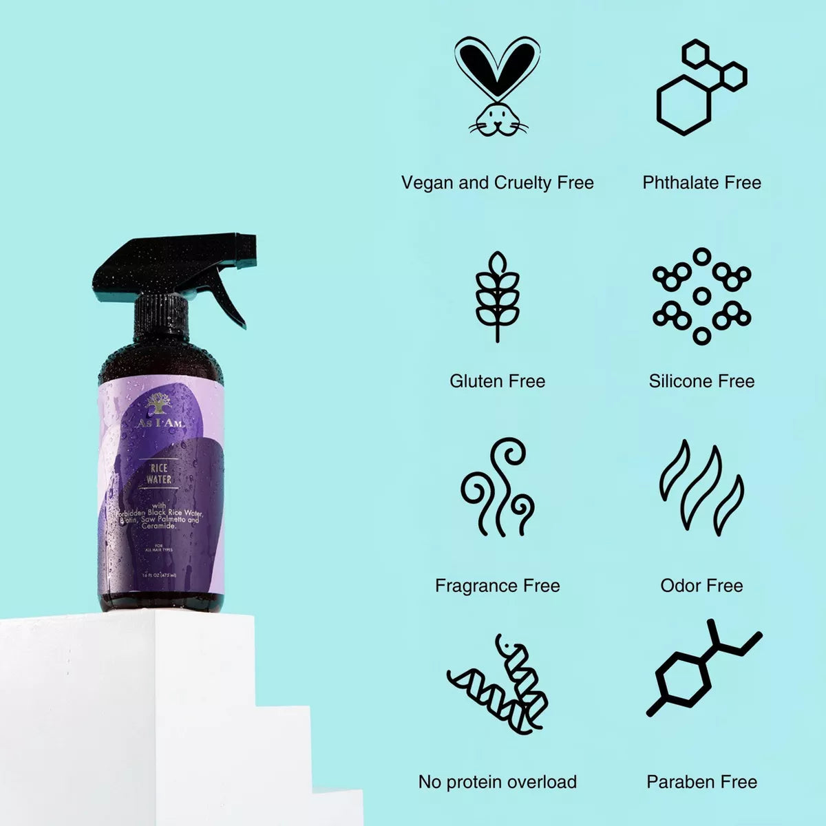 As I Am Rice Water Hair Spray - 16 Fl Oz: Vegan, Paraben-Free, Moisturizing, Liquid