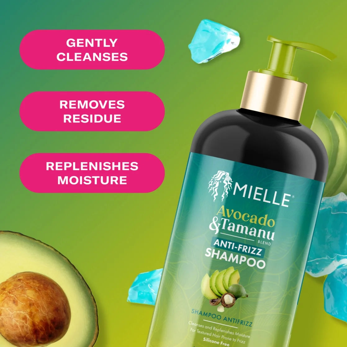 Mielle Avocado and Tamanu Anti-Frizz Shampoo 12 Fl Oz