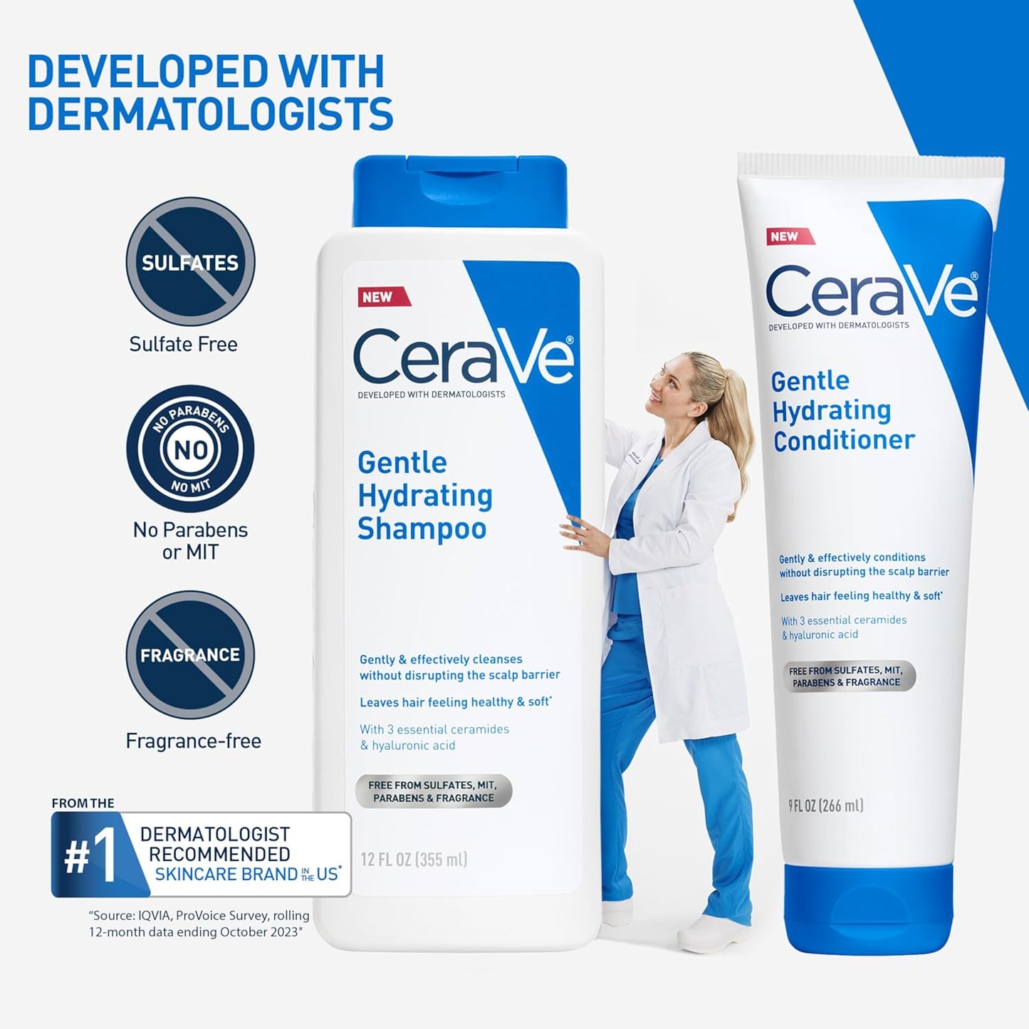 Gentle Hydrating Shampoo with Hyaluronic Acid for Hair & Scalp, 12Oz | Leaves Hair and Scalp Soft and Healthy-Looking with Ceramides, Niacinamide and a Color Safe Formula