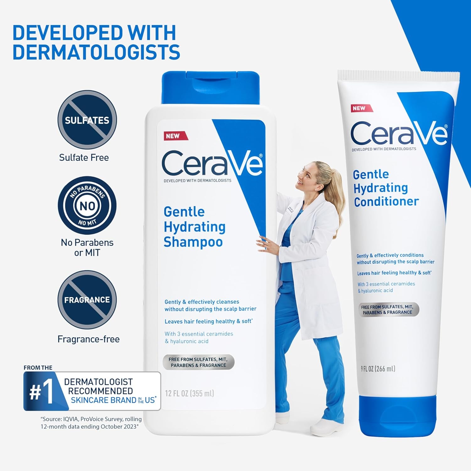 Gentle Hydrating Shampoo with Hyaluronic Acid for Hair & Scalp, 12Oz | Leaves Hair and Scalp Soft and Healthy-Looking with Ceramides, Niacinamide and a Color Safe Formula