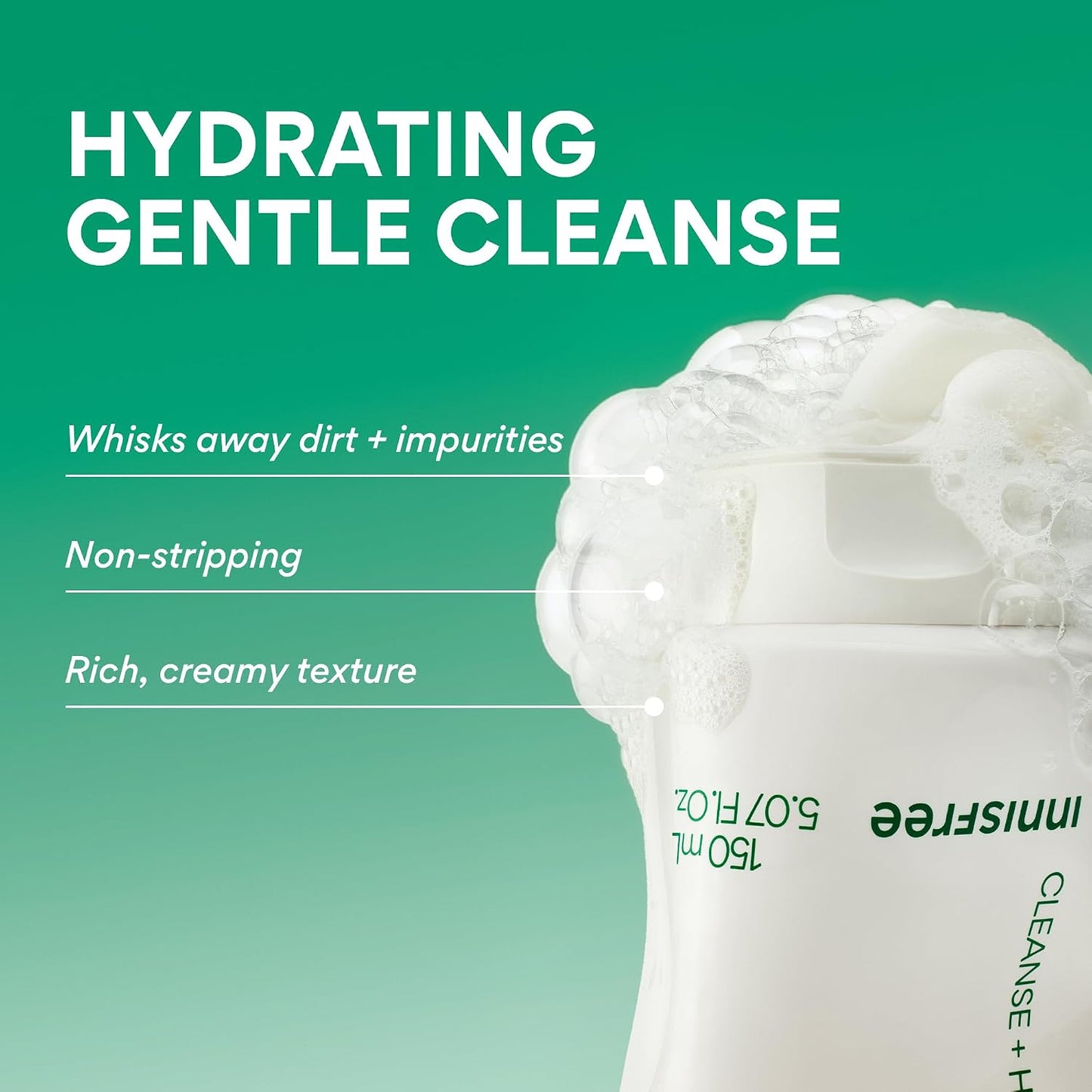 Innisfree Green Tea Amino Acid Cleansing Foam, Sulfate-Free Hydrating Korean Face Wash, Gentle Lather, Ph-Balanced Skincare