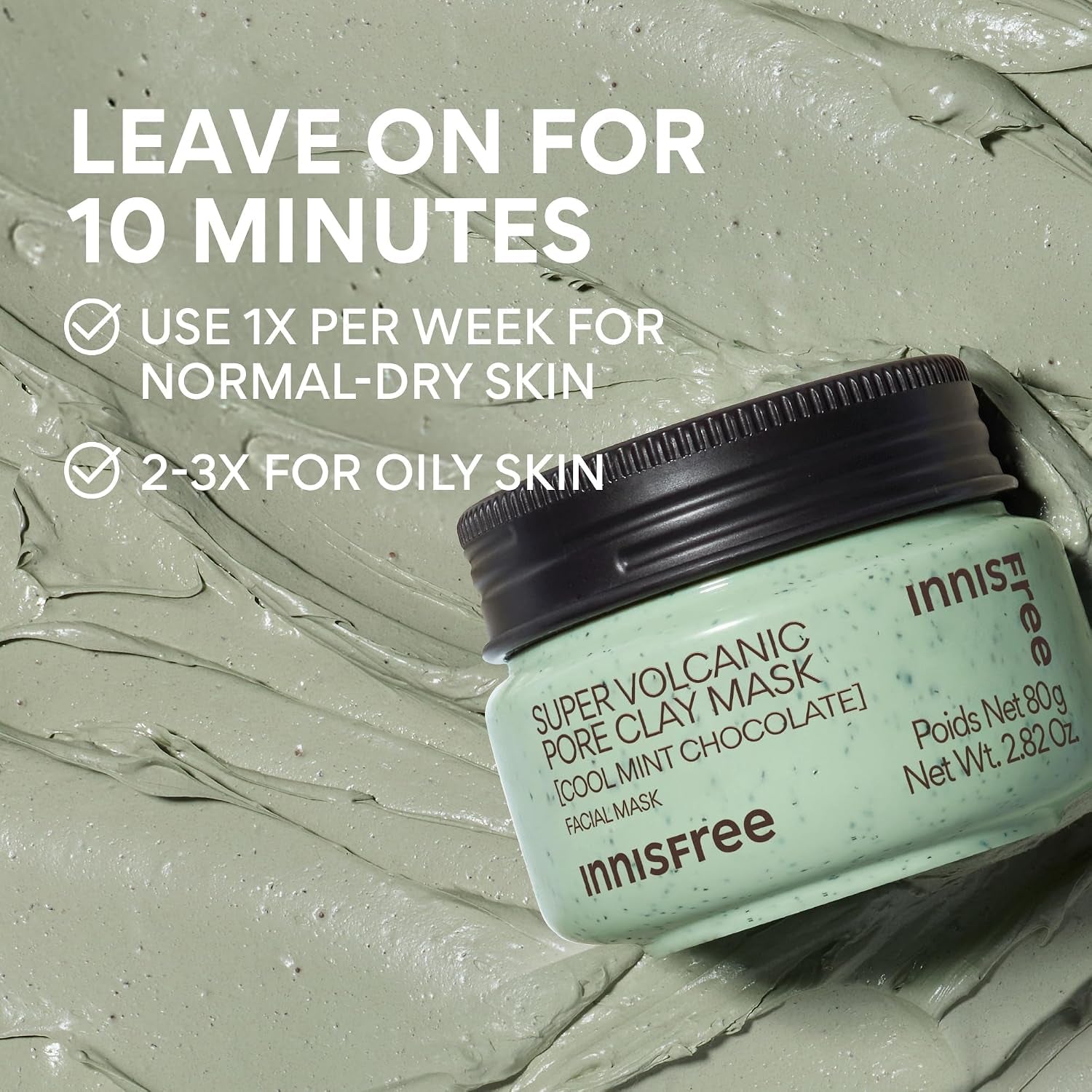 Innisfree Super Volcanic Clay Mask, Pore Cleansing & Oil Control Face Mask for Oily Skin with AHA, Korean Wash-Off Clay Mask for Clogged Pores