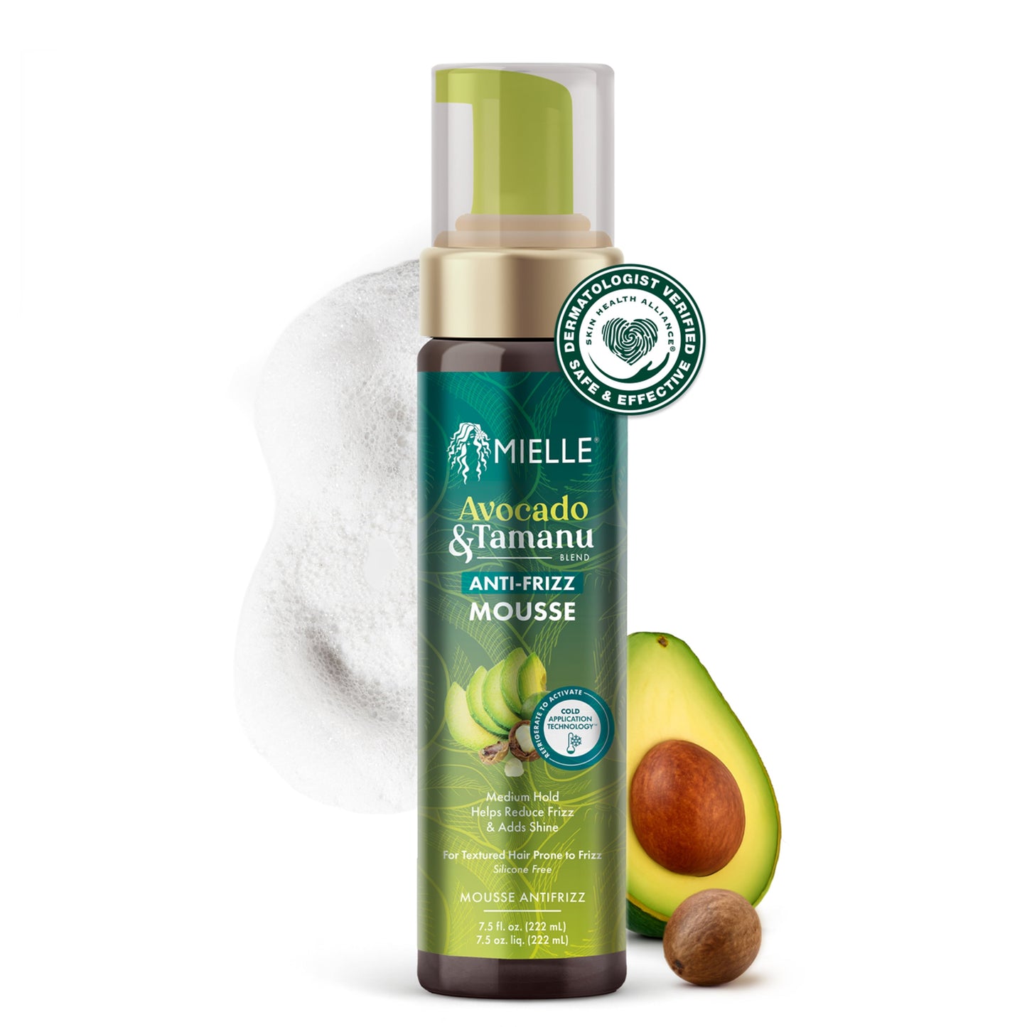 Mielle Avocado and Tamanu Anti-Frizz Mousse 7.5 Fl. Oz.