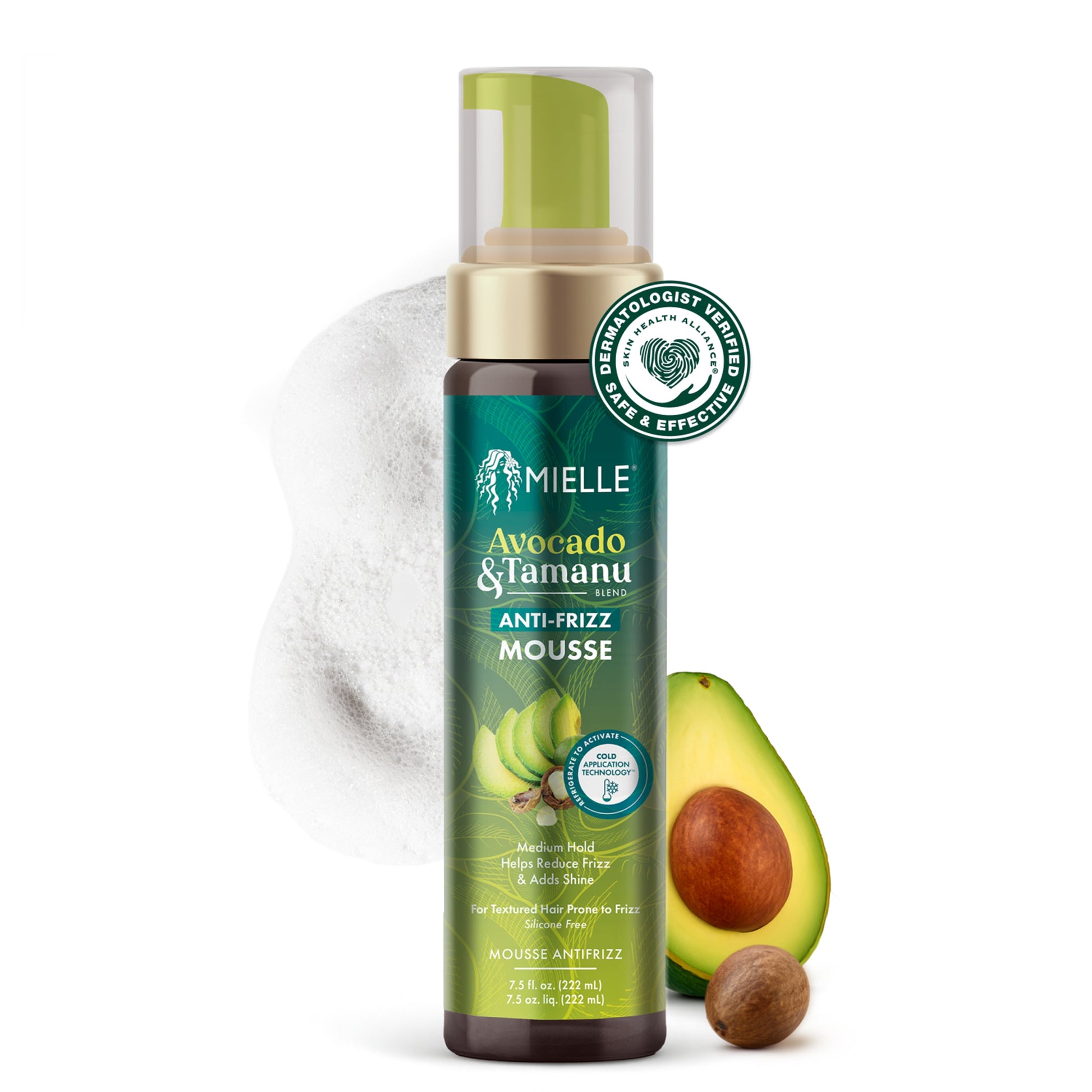 Mielle Avocado and Tamanu Anti-Frizz Mousse 7.5 Fl. Oz.