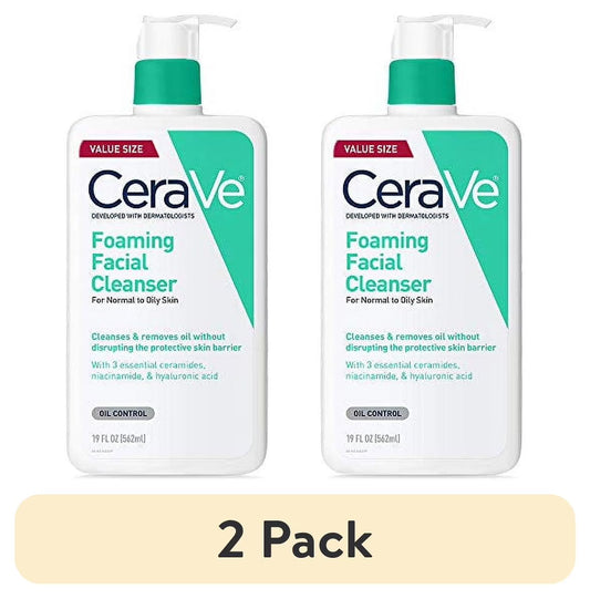 (2 Pack)  Foaming Facial Cleanser | Makeup Remover and Daily Face Wash for Oily Skin | 19 Fluid Ounce