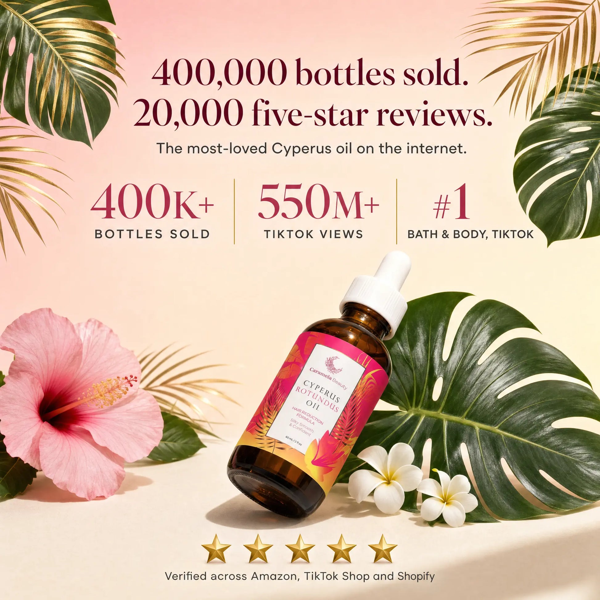 Caramela Beauty Cyperus Rotundus Oil, Body Care & Hair Removal Beauty Product for Smooth, Sensitive Skin, 60Ml / 2Oz, Naturally Derived Formula, Gentle Results, Beauty Products